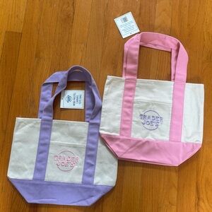 Trader Joe's Pink and Purple Mini Tote Bag Set